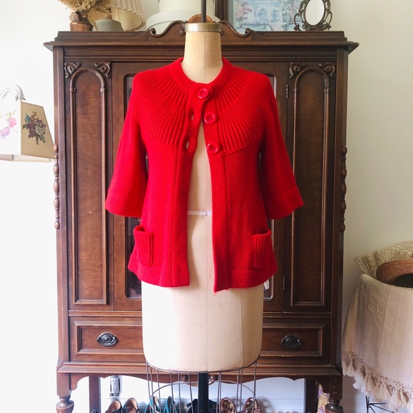 🌷Knit Red Cardigan - Picture 7 of 8